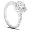 Pompeii3 3/4Ct Double Cushion Halo Diamond Engagement Ring Setting Mount 14k White Gold - 3 of 4