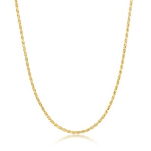 Links of Italy Sterling Silver 1.5mm Rope Chain - Gold Plated - Available Sizes: 16  , 18  , 20  , 22  , 24  Inches - 1 of 3