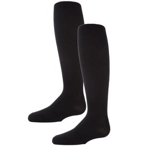 Memoi Girls' 2 Pair Pack Essentials Cotton Tights - 1 of 2