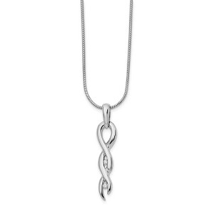 Black Bow Jewelry Diamond Twisted Vertical Necklace in Rhodium Plated Silver, 18-20 Inch - 1 of 4