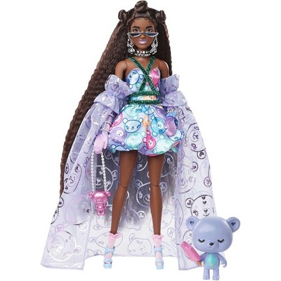 Barbie Superior Fashionista Runway Doll in Teddy-Print Gown with Long Fringe Hair