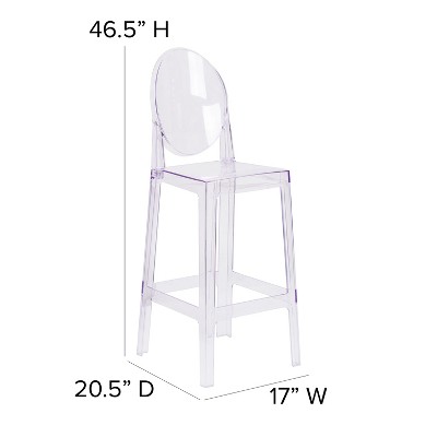 Cassidy Clear Polycarbonate Oval Back Barstool