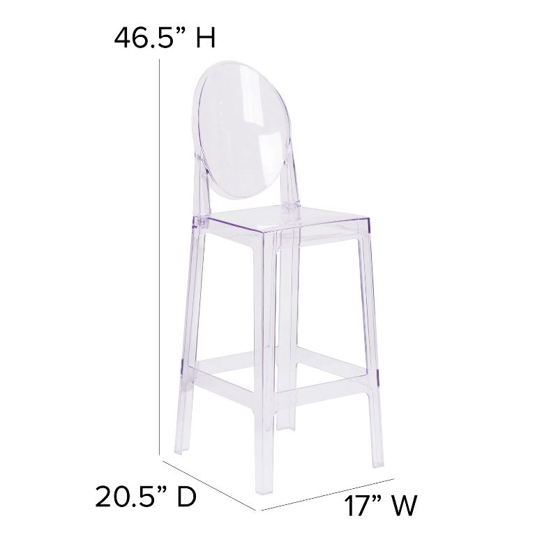 Emma and Oliver Ghost Barstool with Oval Back in Transparent Crystal, 5 of 13