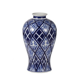 ChicFurnit Decorative Vases Elegant Flower Vase Jarron Florero Glass Vase Tabletop Vase Modern Vase for Living Room Decor, Blue, 7.8"*7.8"*12.8" - 1 of 4