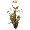 Storied Home Metal Poppy Flower Candle Holder in Cement Pot, Distressed White and Green - 2 of 4