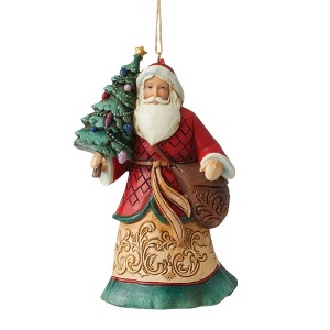 Jim Shore 4.5 Inch Santa W/Tree & Toybag Heartwood Creek Holiday Season Tree Ornaments - 1 of 3