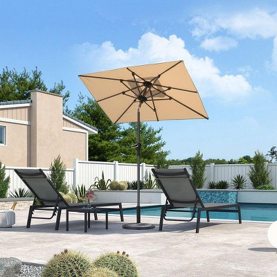 PURPLE LEAF Patio Umbrella Outdoor Table Umbrella Aluminum Frame Market Umbrella Sun Umbrella with 8 Sturdy Ribs