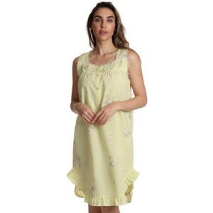 Dreamcrest Sleeveless Woven Nightgown with Floral Embroidery - Cute PJ Babydoll Sleepwear - 1 of 3