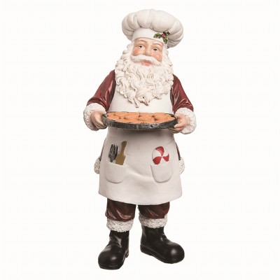 Transpac Resin White Christmas Baking Santa Figurine