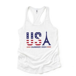 Simply Sage Market Women's USA Eiffel Flag Racerback Tank - 1 of 4