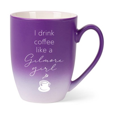 Elanze Designs I Drink Coffee Like A Gilmore Girl Two Toned Ombre Matte Purple and White 12 ounce Ceramic Stoneware Coffee Cup Mug