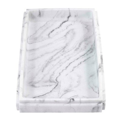 Gray and White Marble Look Resin Vanity Tray