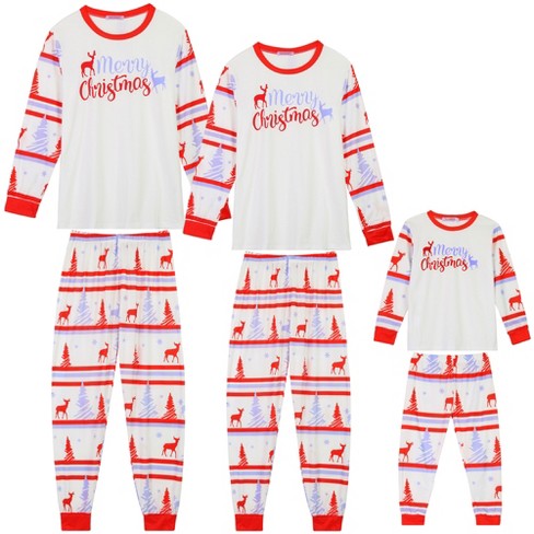 Red Deer Matching Family Pajamas Sets Christmas PJ's Letter Print Top And  Plaid Pants