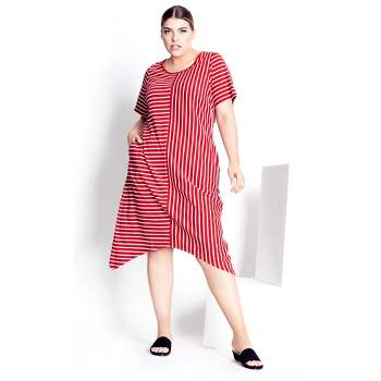 Women's Plus Size  Zena Stripe Dress - red | REFINITY