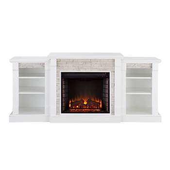Aiden Lane Gilman Simulated Stone Electric Indoor Fireplace with Bookcases