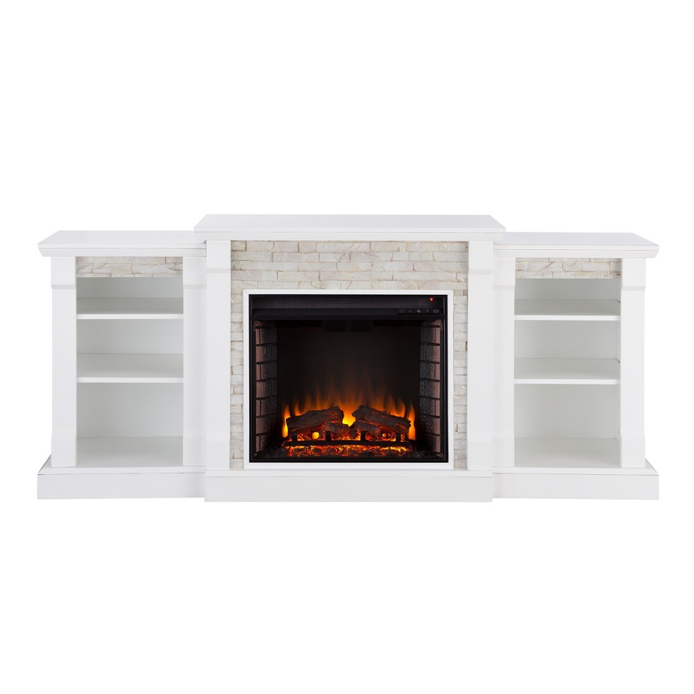 Photos - Electric Fireplace Aiden Lane Gilman Simulated Stone Electric Indoor Fireplace with Bookcases