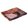 50" X 70" Brown And Pink Floral Cotton Quilted Kantha Throw Blanket with Embroidery - 3 of 4