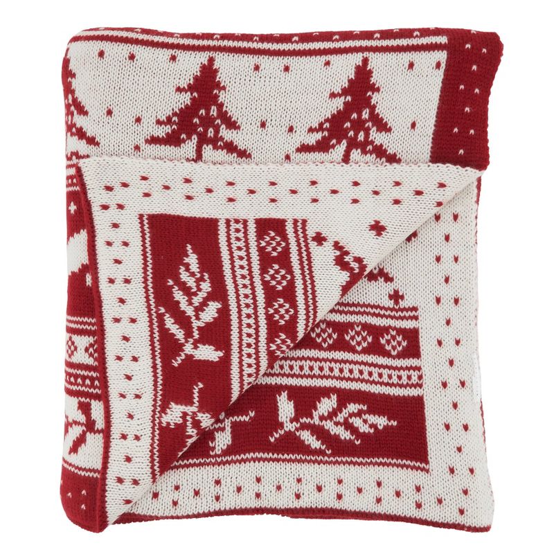 50&#34;x60&#34; Christmas Sweater Design Throw Blanket Red - Saro Lifestyle, 3 of 6