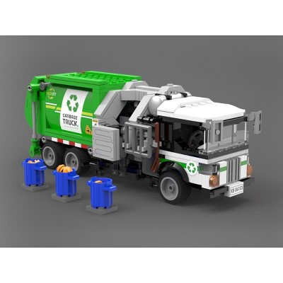 MPM Garbage Truck Building Kits, Trash Truck Building Blocks with 3 Trash Cans, Sanitation Truck Building Kits, 543PCS