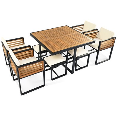 FURNIinspire Dining Sets, Comfortable Seats with Soft Cushion, Mid Century Modern Set for Dining Room Kitchen Apartment, Beige, 29.75"*24"*21.25"