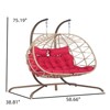 VisioGear Patio Double Swing Egg Chairs with Stand, Wicker Weaving Egg Chair, Hammock Chair for Living Room Balcony, Red, 58.66"*75.19"*38.81" - 3 of 4