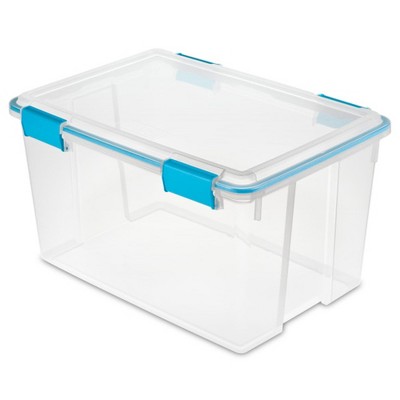 54 Quart Clear Plastic Stackable Storage Bins with Latch Lids