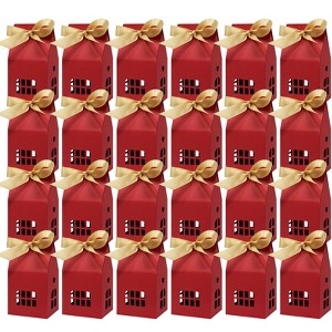 Wrapables House Shaped Gift Boxes with Ribbons, Red - 1 of 4