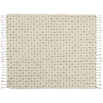 Mina Victory Life Styles Woven Grid Natural 50" x 60" Throw Pillow