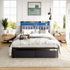 Bed Frame With Storage Headboard, 2 Drawers, Charging Station LED Upholstered Bed Frame, No Box Spring Needed Platform Bed Frame - 4 of 4