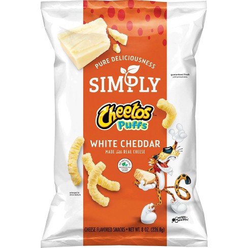 Simply Cheetos PUFFS White Cheddar Flavored Cheese Snacks 8 Oz (Pack of 3)