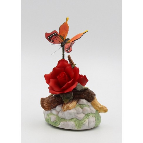 Kevins Gift Shoppe Ceramic Red Rose with Butterfly Figurine - image 1 of 4