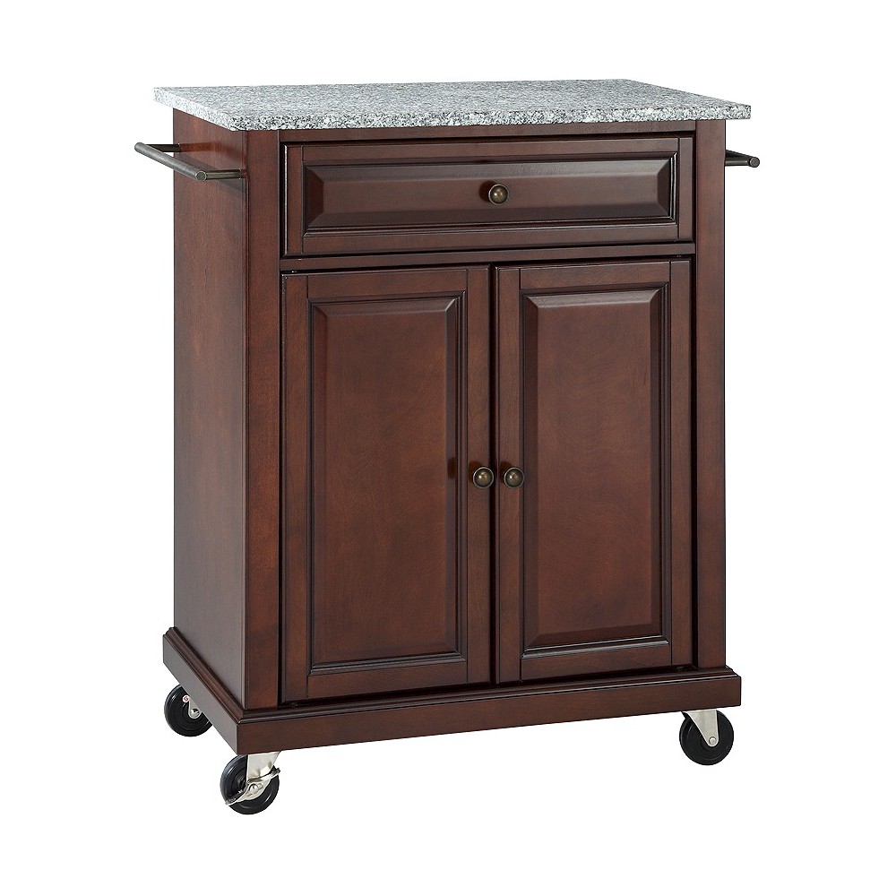 Solid Granite Top Portable Kitchen Cart/Island - Vintage Mahogany - Crosley