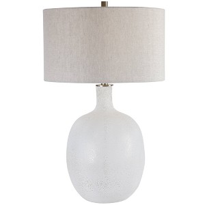 Uttermost Modern Table Lamp 29 3/4" Tall Textured Mottled Aged White Glass Oatmeal Linen Fabric Drum Shade for Living Room Bedroom - 1 of 1