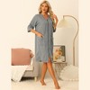 cheibear Women's Waffle 3/4 Sleeves Spa Bathrobe Loungewear Zipper Up One Piece Pajama Robes - 2 of 4