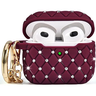 Worry Free Gadgets: Protective Bling Case for Apple AirPods Pro 2 with Keychain Pink