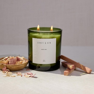 Green Glass Jar Nordic Cedar Scented Soy Candle