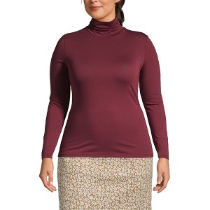Lands' End Women's Lightweight Jersey Skimming Long Sleeve Turtleneck - 1 of 4