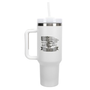 100 North Land Of The Free Bald Eagle Bird American Flag Wrap-Around 40 Oz. Stainless Steel Water Bottle Coffee Mug, Spill & Leak Resistant, Travel - 1 of 4