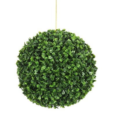 Vickerman Artificial Boxwood Ball 9": Indoor Faux Plant Decor, Polyester Ceiling Hanging No Container