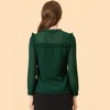 INSPIRE CHIC Women's Swiss Dots Long Sleeve Ruffled Work Office Chiffon Blouse - 4 of 4