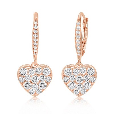 Chanteur Hypoallergenic Kids Jewelry Accessories Heart White CZ Rose Gold Brass Plating Earrings leverback is made from 925 Sterling silver