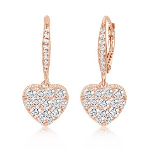 Chanteur Hypoallergenic Kids Jewelry Accessories Heart White CZ Rose Gold Brass Plating Earrings leverback is made from 925 Sterling silver - 1 of 1