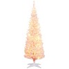 5' Tall Pre-Lit Fir Artificial Christmas Tree with 160 Warm White LED Lights and 294 Tips, for Christmas Decoration, Pink with Snow-flocked - 2 of 4