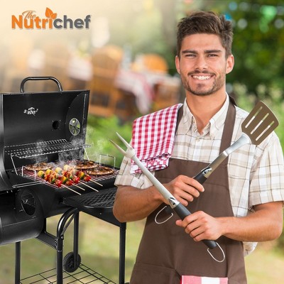 Portable Black Stainless Steel Charcoal Grill with Smoker