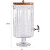 Storied Home 8-Quart Cut Glass Beverage Dispenser with Plastic Spout and Acacia Wood Lid, Silver Color and Natural - 2 of 4