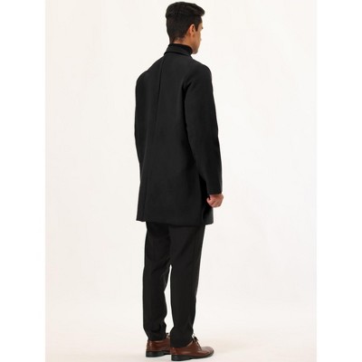 Мужские куртки INSPIRE CHIC Men's Notched Lapel Single Breasted Winter Long Jacket Overcoat Black XX-Large — фото 5