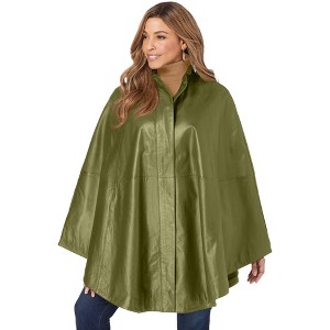 Jessica London Women's Plus Size Leather Duster - 1 of 4