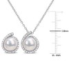 EVERLY JEWELRY | Sterling Silver 8-8.5mm Cultured Freshwater Pearl and Diamond Accent Halo Stud Earrings and Pendant with Chain - 2 of 4