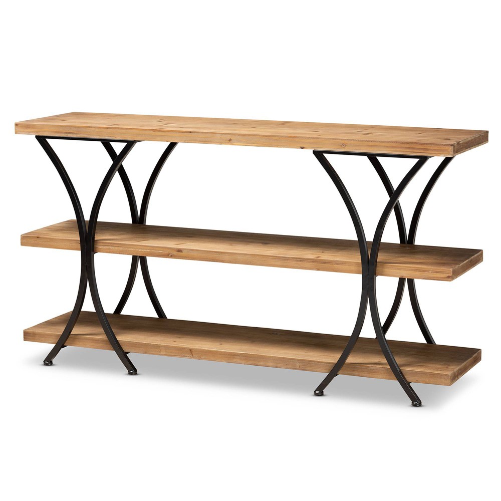 Photos - Coffee Table Baxton Studio Terrell Wood and Metal Console Table Brown: Entryway Furnitu