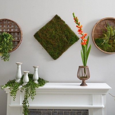 Elevated Serene Moss 20" Square Framed Artificial Wall Art